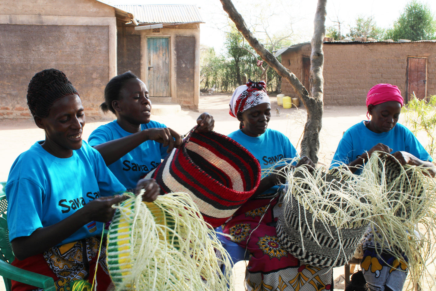 Timeless Quality Striped Handwoven Straw Tote Basket
