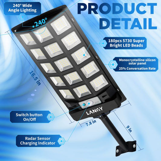 60W | 90W Solar Outdoor Dusk to Dawn Lights with Remote Control