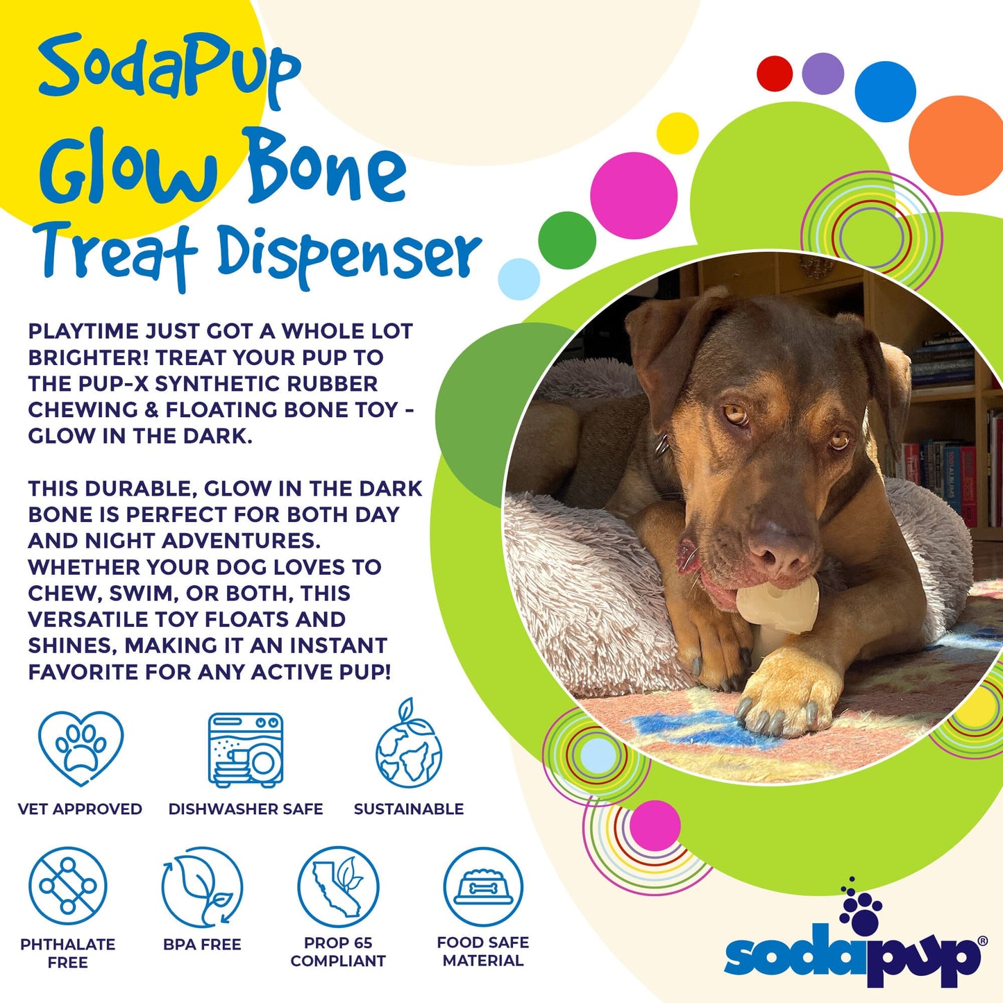 PUP-X Rubber Bone Dog Toy - Durable, Floats, Chew Toy for Large Dogs | USA