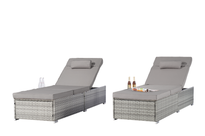Outdoor Chaise Lounge Chair Set of 2 with Patio Pool Chairs Tanning Lounges