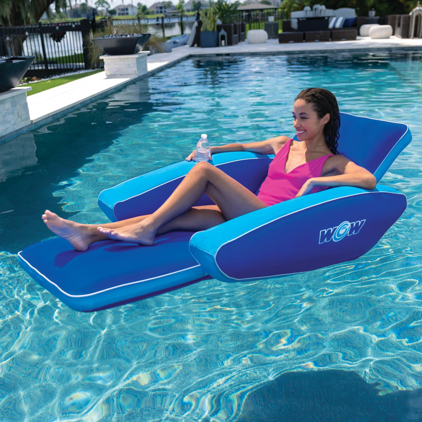 WOW Watersports Modern Lounger Pool Float with Cupholder