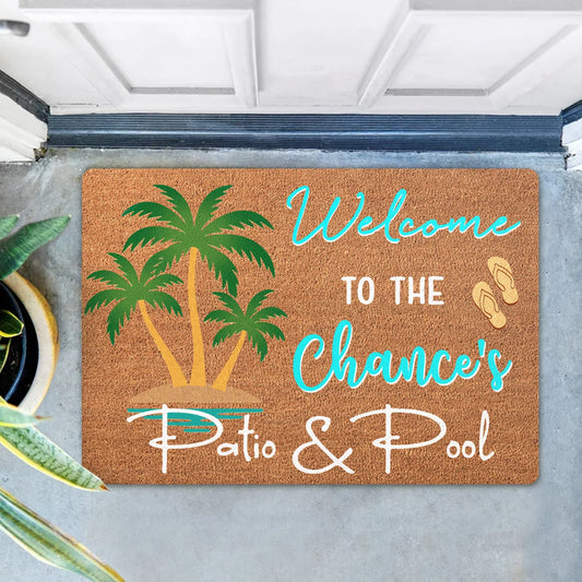 Personalized Patio Doormat - Welcome To The Patio & Pool - Gift Idea For Family