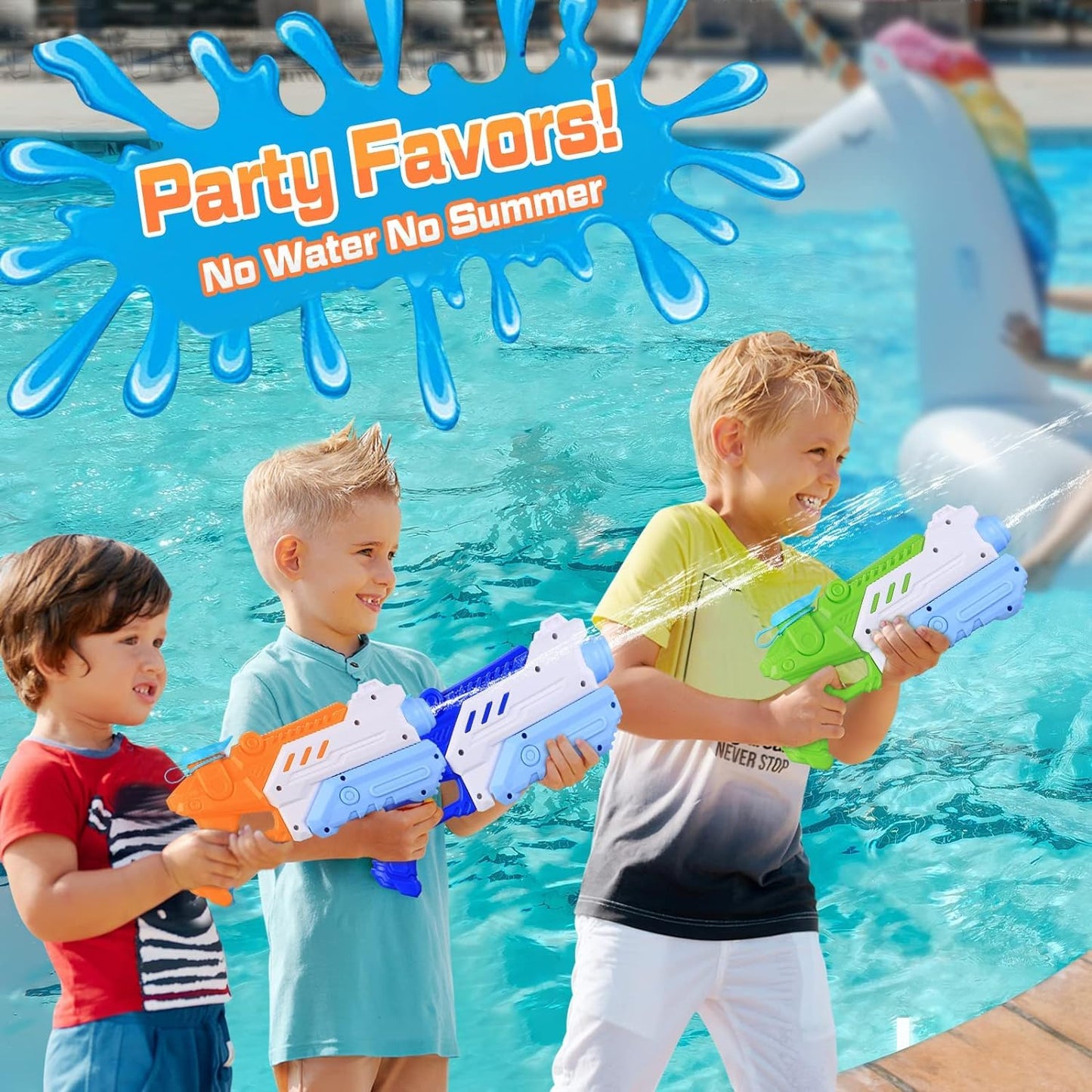 4 Pack Water Soakers - Super Squirt Water Toy Long Range Water Shooter