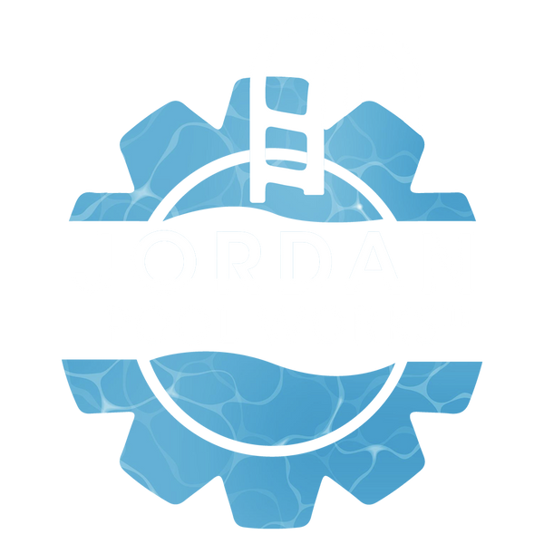 Blue gear-like symbol on a white background