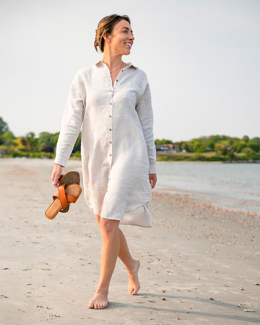 Coastal Linen Shirt Dress