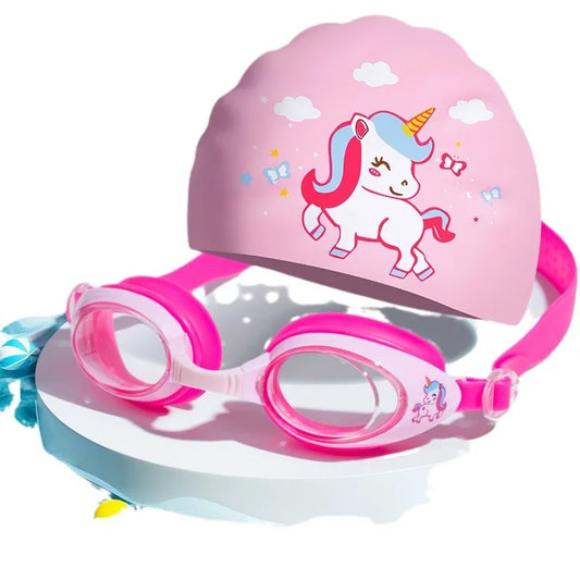 Kids Swim Goggles and Cap- Waterproof & Anti Fog