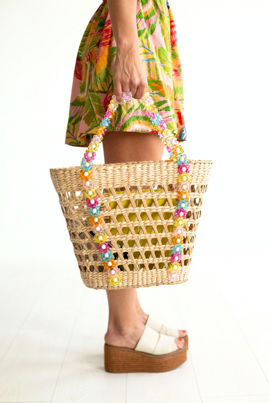 Beaded Beach Basket Tote is a Classic