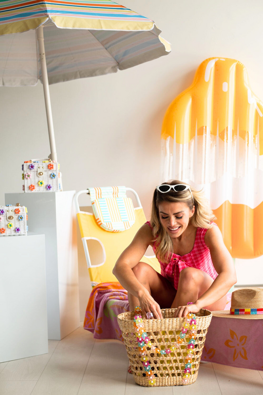 Beaded Beach Basket Tote is a Classic