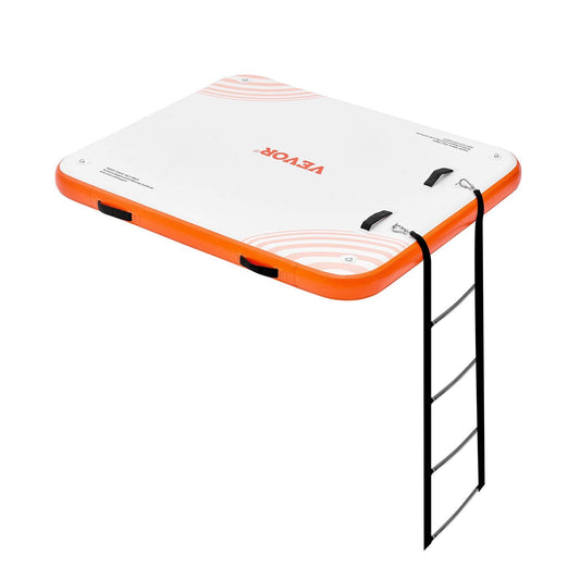 Inflatable Floating Dock, 6 x 5FT Inflatable Dock Platform, Non-Slip Water Floating Dock Mat with Portable Carrying Bag & Detachable Ladder, Floating Platform Island Raft for Pool Beach Ocean