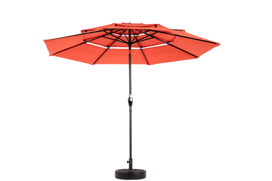 Aluminium 10ft 3-Tier Auto-Tilt Outdoor Patio Umbrella - Orange